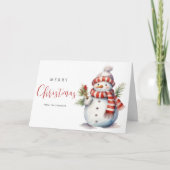 Carte Watercor Snowmen Joyeux Noël moderne (Devant)