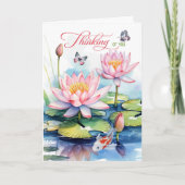 Carte Waterlily Garden with Koi Fish Thinking of You (Devant)