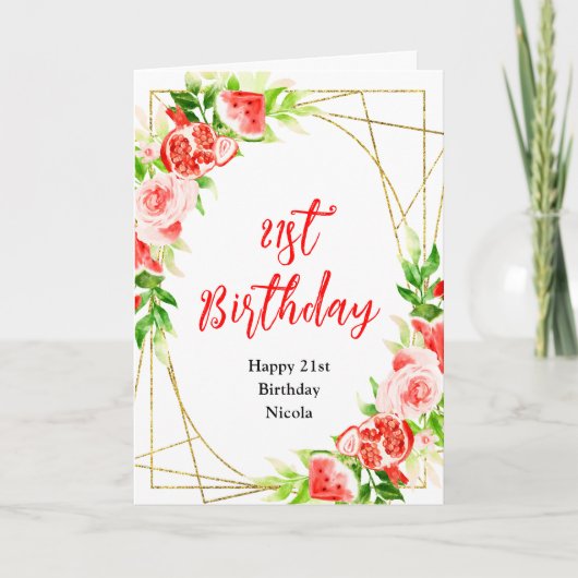 Carte Watermelon and Pomegranate Birthday (Devant)