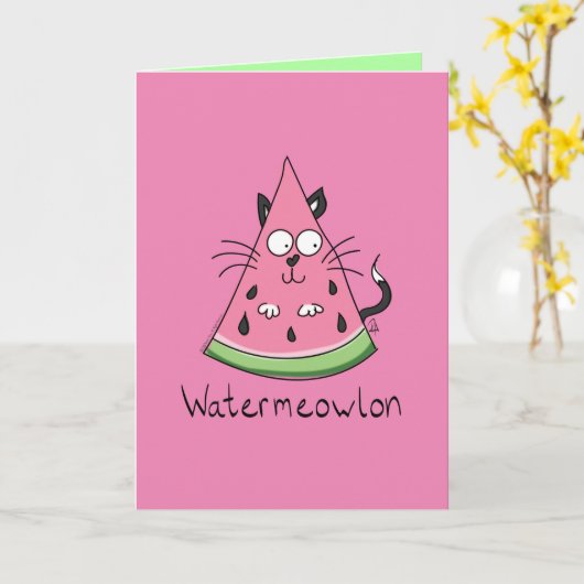 Carte Watermelon Chat Cute Kids (Fleur jaune)