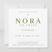 Carte Waterverf Hert Monogram N Geboortekaartje   (Dos)