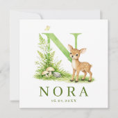 Carte Waterverf Hert Monogram N Geboortekaartje   (Devant)