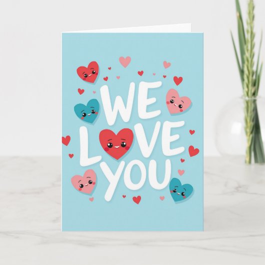 Carte We Love You Sky Blue Hearts Card (Devant)