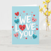 Carte We Love You Sky Blue Hearts Card (Fleur jaune)