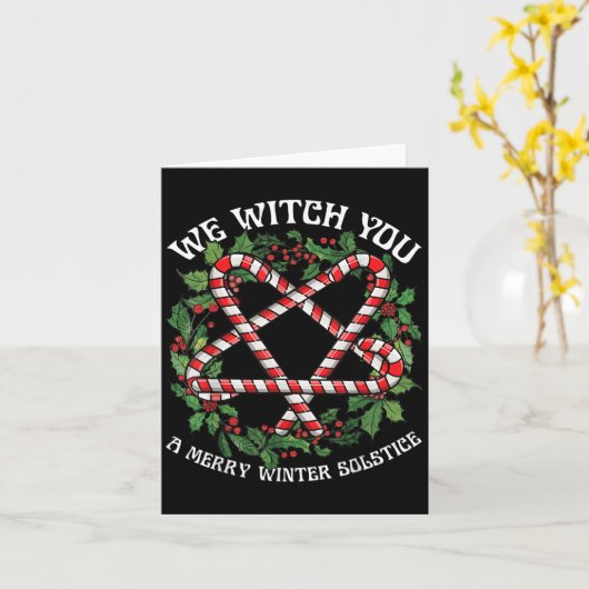 Carte We Witch You A Merry Winter Solstice Wiccan Witchy (Fleur jaune)