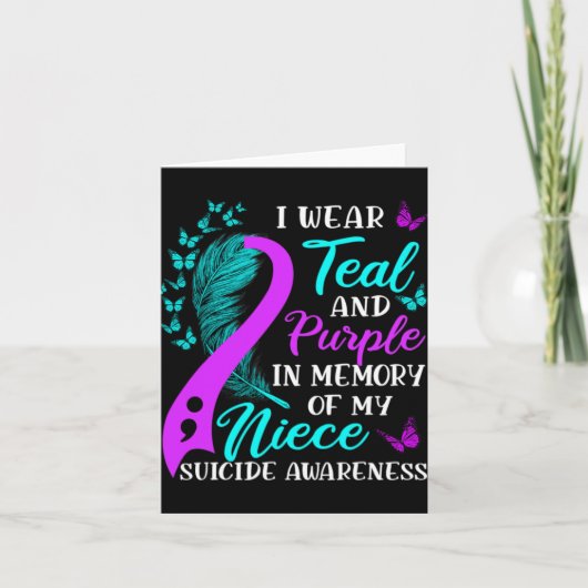 Carte Wear Teal Purple In Memory Of My Niece Suicide Awa (Devant)