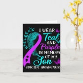 Carte Wear Teal Purple In Memory Of My Son Suicide Aware (Fleur jaune)