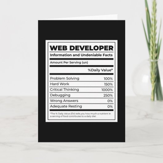 Carte Web Developer Funny cadeau neutre (Devant)