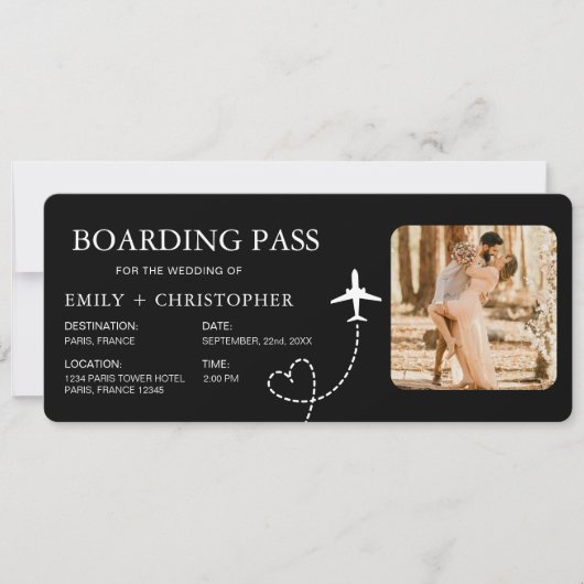 Carte Wedding Boarding Pass QR Code Ticket (Devant)
