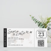 Carte Wedding Boarding Pass Save The Date With QR Code (Debout devant)