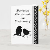 Carte Wedding Congratulations Bird Silhouette German (Fleur jaune)