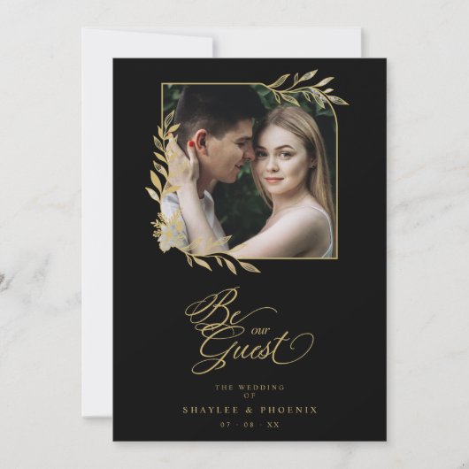 Carte Wedding Luxury Golden Branches Frame Chic Photo (Devant)
