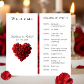 Carte Wedding Program-Heart Shaped Red Roses-