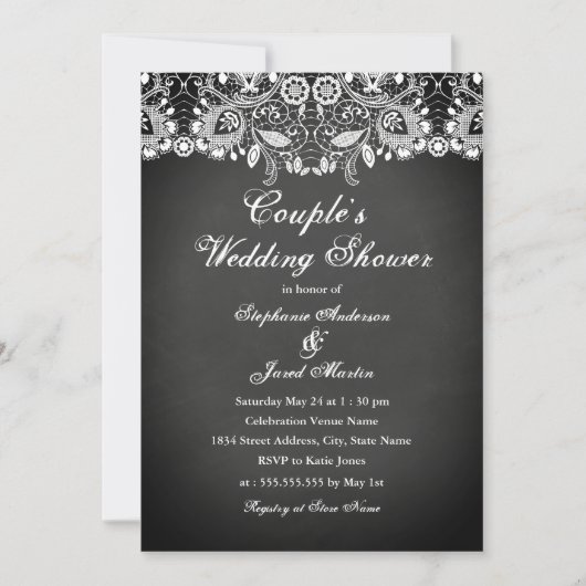 Carte Wedding shower Couples en dentelle de tablea (Devant)