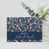 Carte Wedding shower en fleur d'Hibiscus rose bleu marin (Debout devant)