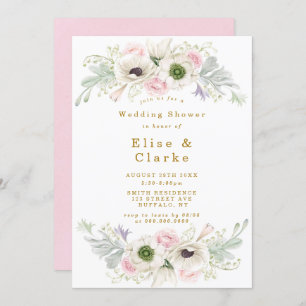 Carte Wedding shower or rose Peony Anemone Flower