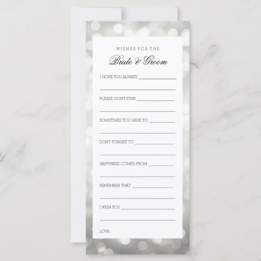 Carte Wedding shower souhaite Parties scintillant en arg (Devant)