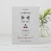 Carte Wedding Wolf Jr Groomsman Grey Shades Red Bow Tie (Debout devant)