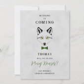 Carte Wedding Wolf Ring Bearer Grey Shades Green Bow Tie (Devant)