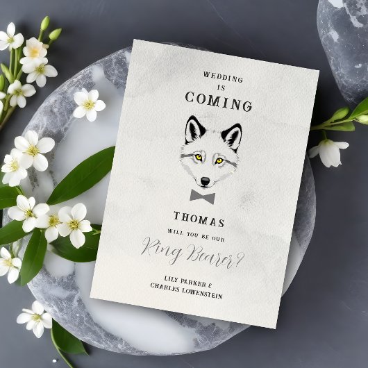 Carte Wedding Wolf Ring Bearer Grey Shades Grey Bow Tie