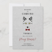 Carte Wedding Wolf Ring Bearer Grey Shades Red Bow Tie (Devant)