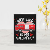 Carte Wee Woo Sois Ma Saint-Valentin Camion de Pompiers  (Fleur jaune)