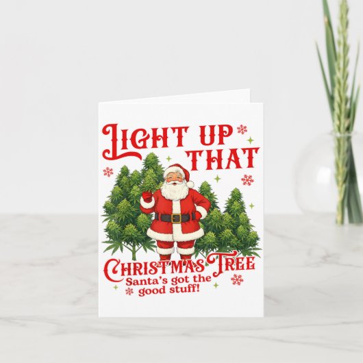 Carte Weed Lover Smoking Light Up Christmas Tree (Devant)