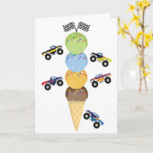 Carte Week-end d'anniversaire de camions et de cornet de (Fleur jaune)