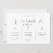 Carte Week-end de bachelorette de 3 jours cocktail aquar (Devant)