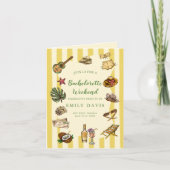 Carte Week-end de bachelorette d'été jaune et vert (Devant)