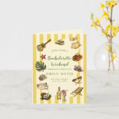 Carte Week-end de bachelorette d'été jaune et vert (Fleur jaune)
