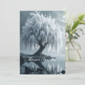 Carte Weeping willow by a pond, black and white card (Debout devant)