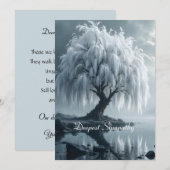 Carte Weeping willow by a pond, black and white card (Devant / Derrière)