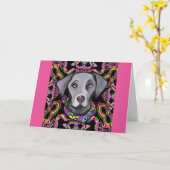 CARTE WEIMARANA MARDI GRAS (Fleur jaune)