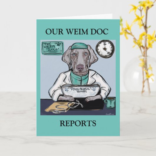 Carte Weimaraner (Fleur jaune)