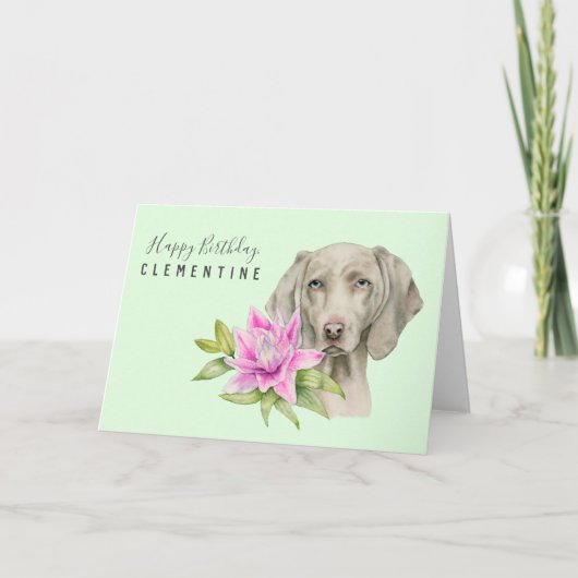 Carte Weimaraner Chien Aquarelle Anniversaire (Devant)