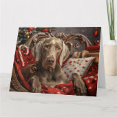 Carte Weimaraner Chien Festif de Noël (Devant)