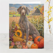 Carte Weimaraner Chien Moisson d'automne Thanksgiving (Fleur jaune)