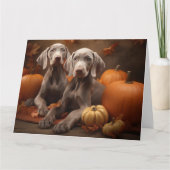 Carte Weimaraner Chiot Automne Citrouille délice (Devant)
