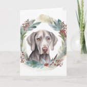 Carte Weimaraner Christmas Wreath Festive Pup (Devant)
