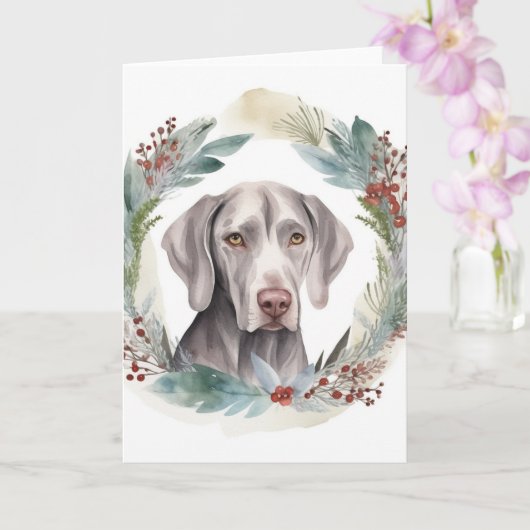 Carte Weimaraner Christmas Wreath Festive Pup (Orchidée)