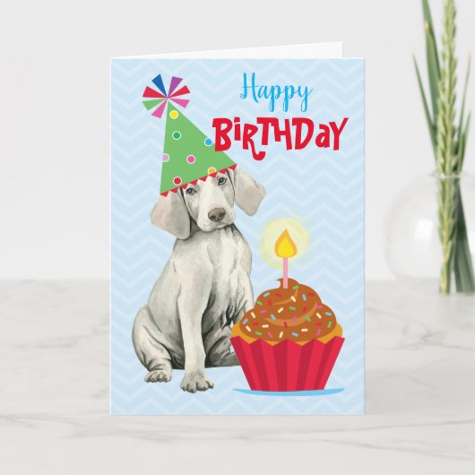 Carte Weimaraner Cupcake (Devant)