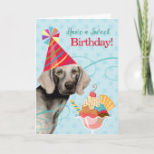 Carte Weimaraner d'anniversaire douce (Devant)