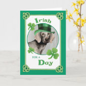 Carte Weimaraner de la Saint Patrick (Fleur jaune)