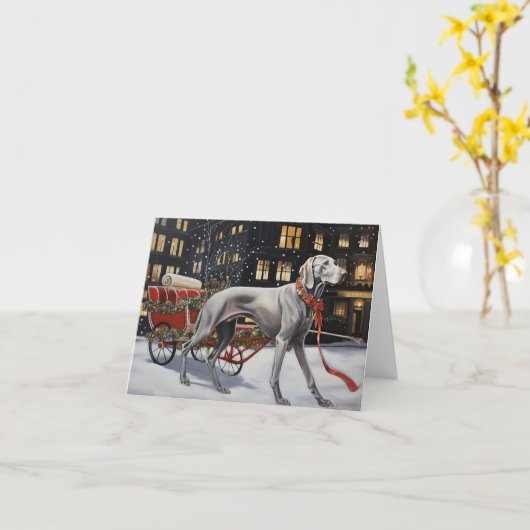Carte Weimaraner Festin de Noël (Fleur jaune)