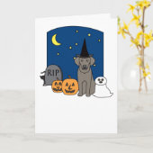 Carte Weimaraner Halloween (Fleur jaune)