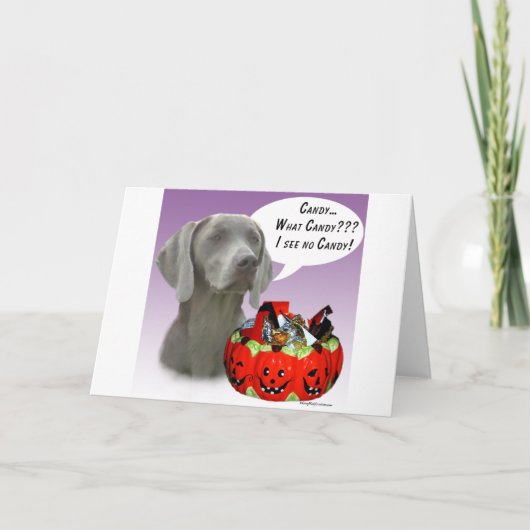 Carte Weimaraner Halloween Candy (Devant)