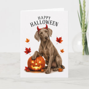 Carte Weimaraner Halloween Diable Chien