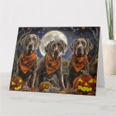 Carte Weimaraner Halloween Épouvantable (Devant)