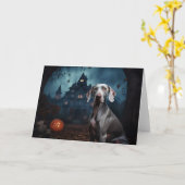 Carte Weimaraner Halloween Épouvantable (Fleur jaune)